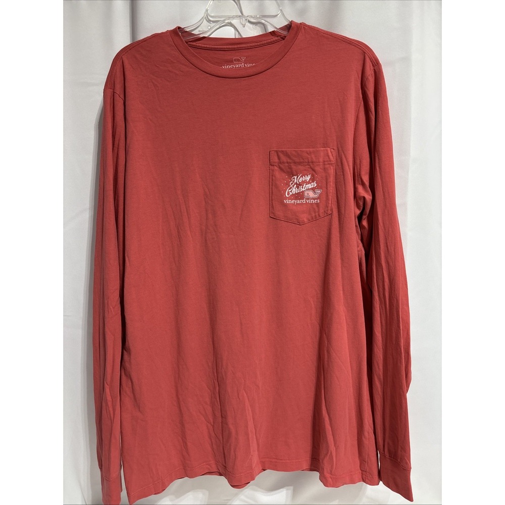 Vineyard Vines Long Sleeve Christmas t-shirt Size M coral‎ Holiday